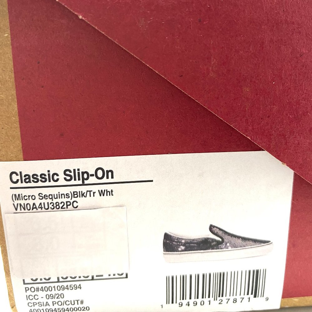 VANS Classic Slip-On Micro Sequins Black Glitter Sneakers Women Size VN0A4U382PC - Picture 10 of 11
